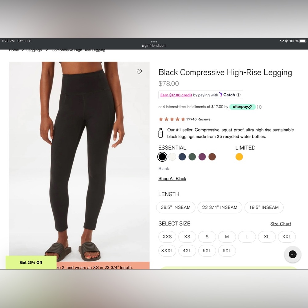 Girlfriend Collective Compressive Legging M Black